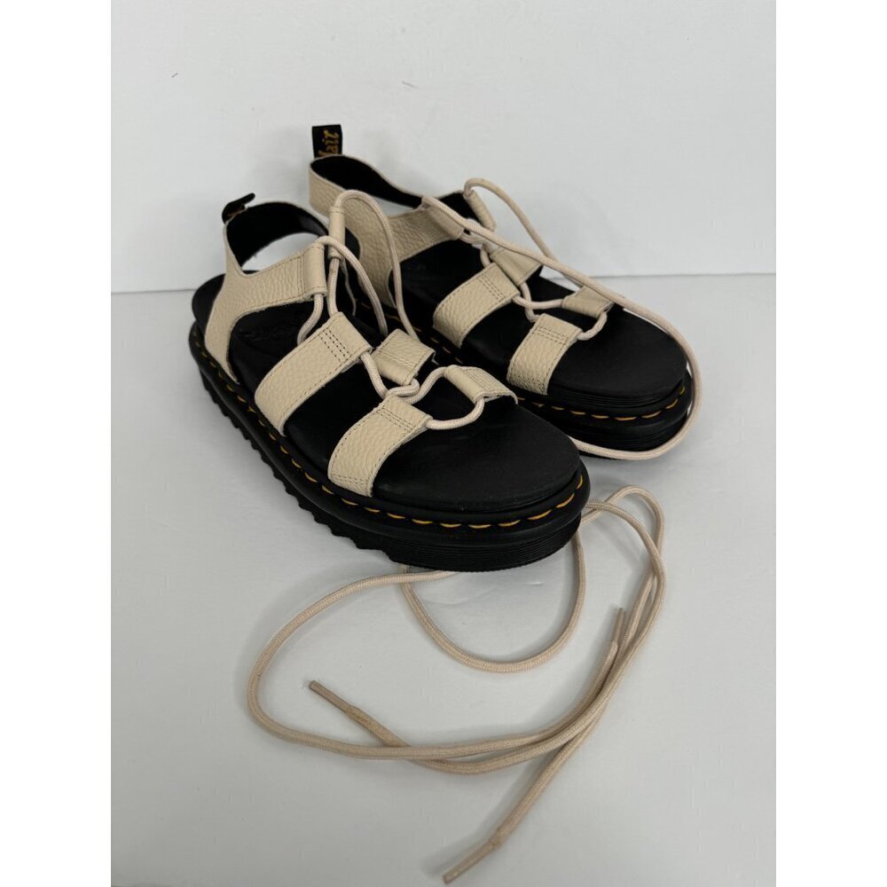 Doc Dr. Martens Nartilla Platform Beige Lace Up Sandals Leather Size 10 42 NEW - Picture 2 of 5